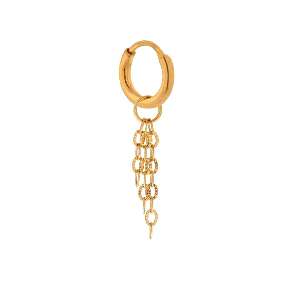 Oorbel Single Hoop Triple Chain-gold