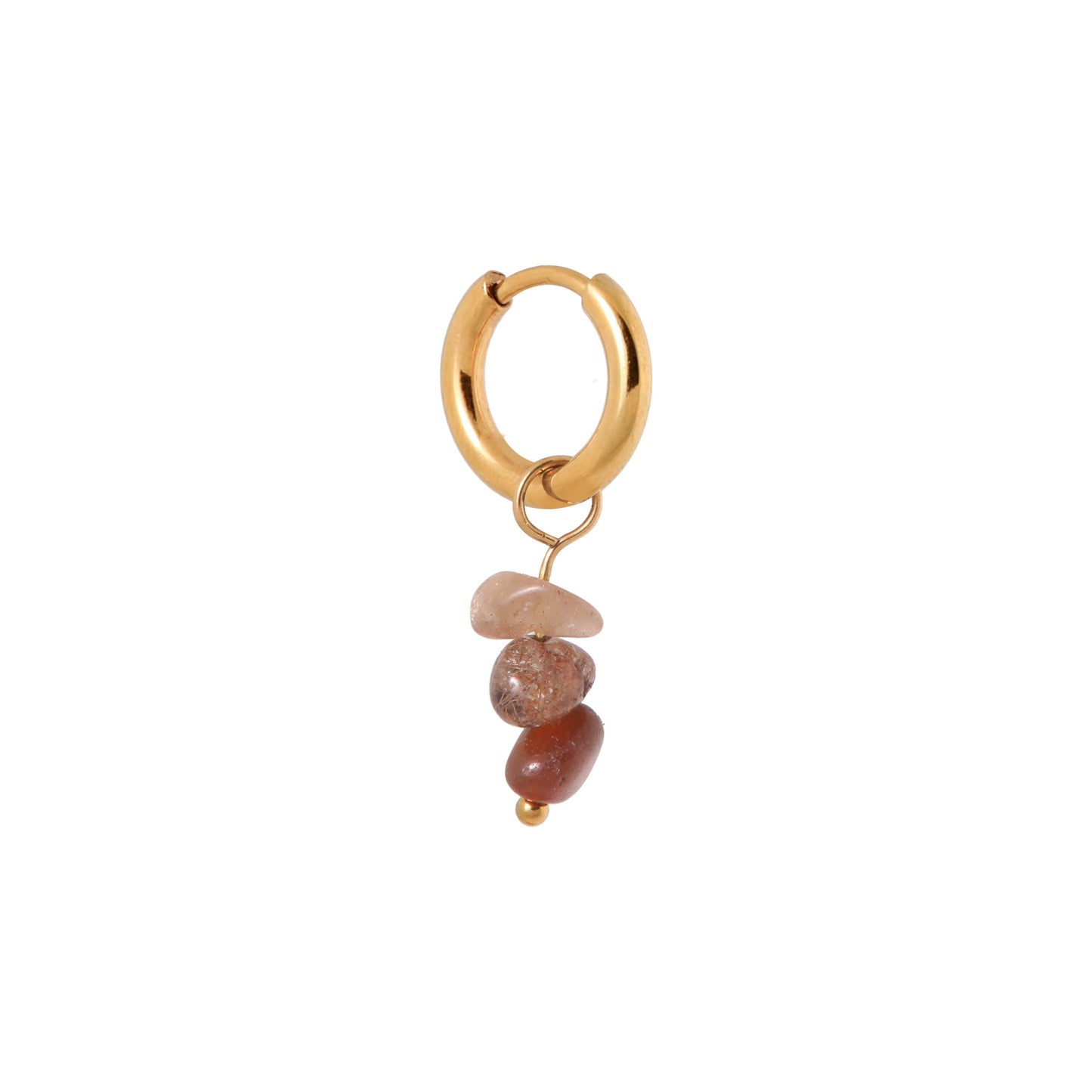 Oorbel Single Hoop Triple Rock-gold