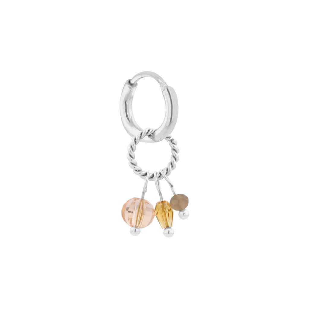Oorbel Single Hoop Twisted Stones-silver