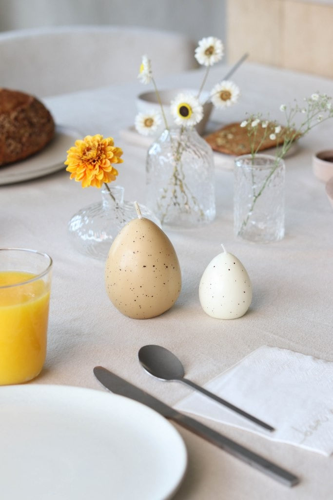 Kaarsen Egg Elise S (set of 6) 'Have an Egg-citing day'-wit
