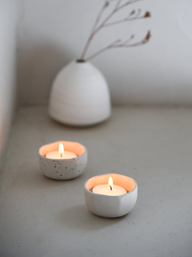 Theelichthouder Thijmen 3x6,5cm-wit