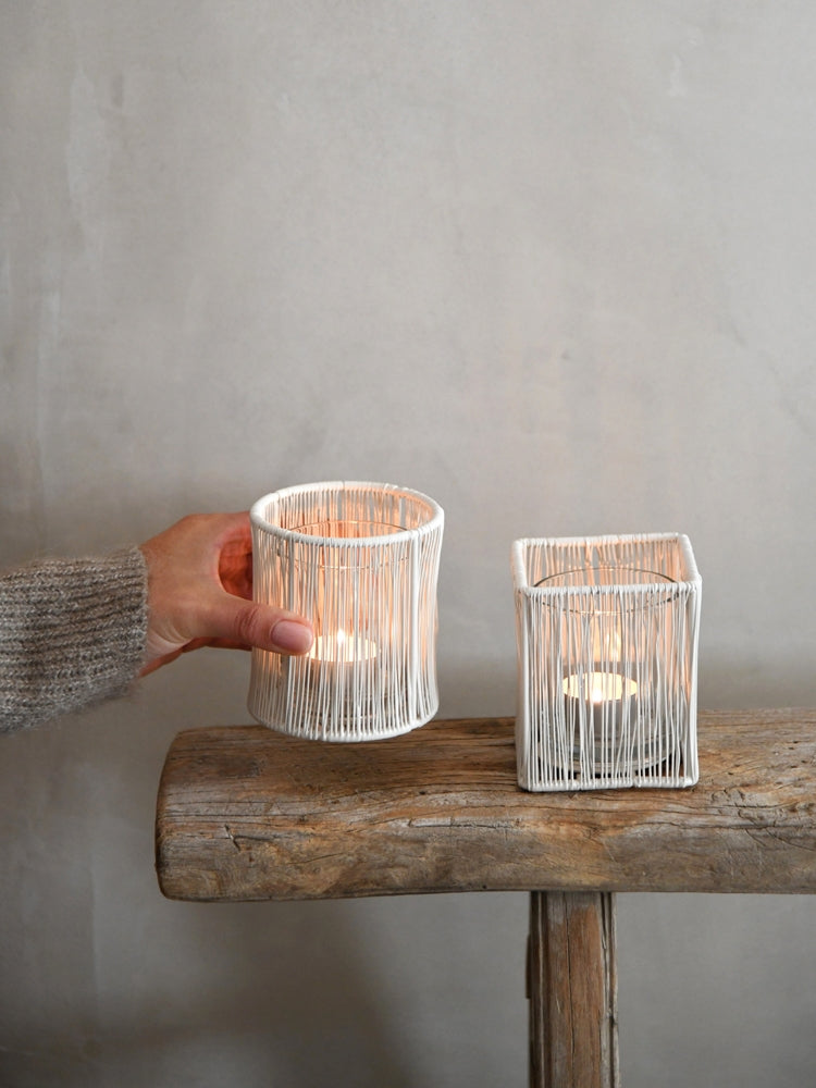 Theelichthouder Timon Vierkant 9x9xm-wit