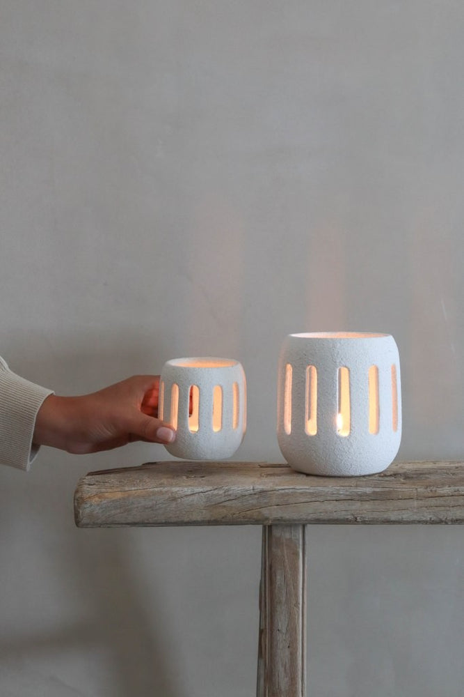 Theelichthouder Tobi S 8x9cm-wit