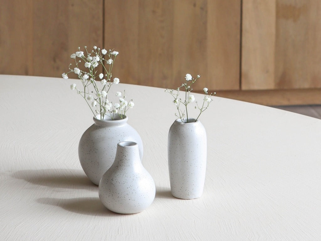 Vaasjes Mini Meike (set of 3)-grijs gespikkeld