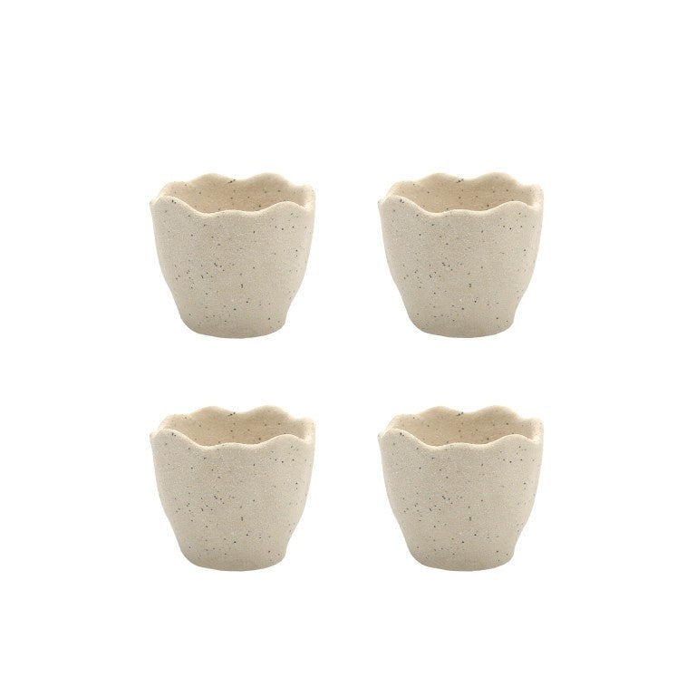 Eierdopjes Elin (set of 4)-naturel gespikkeld