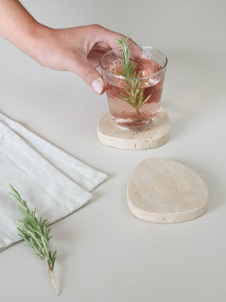 Onderzetters Cecile Travertine Set of 2-naturel