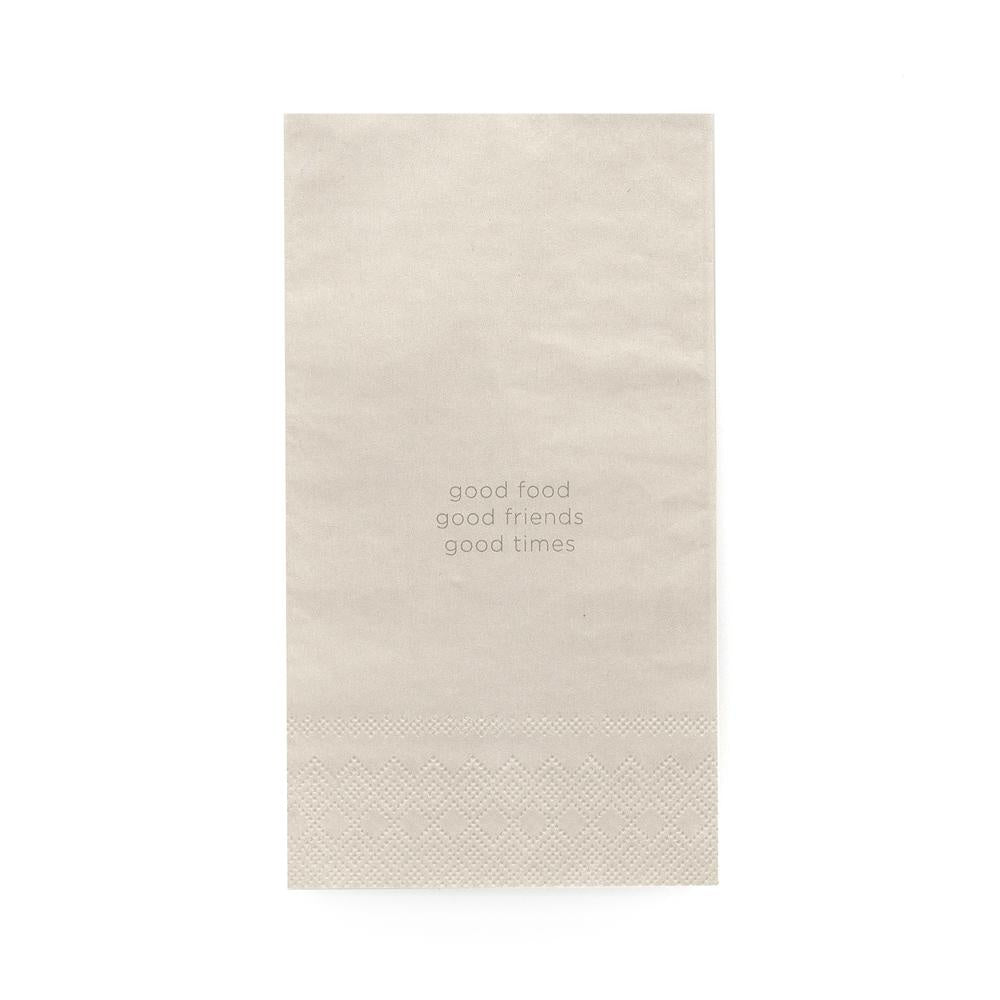 Servetten rechthoek 'Good Food-Friends-Times' 10x20cm-beige