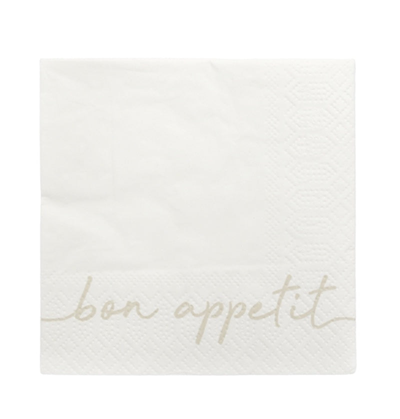 Servetten vierkant 'Bon Appetit' 25x25cm-wit