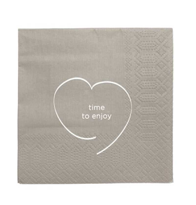 Servetten vierkant 'Time to enjoy' 25x25cm-taupe