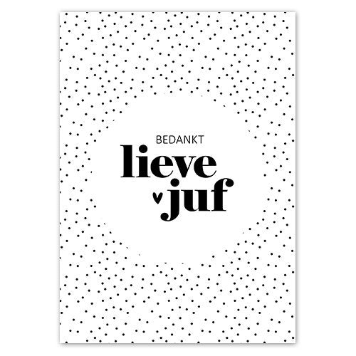 Wenskaart-Bedankt lieve juf