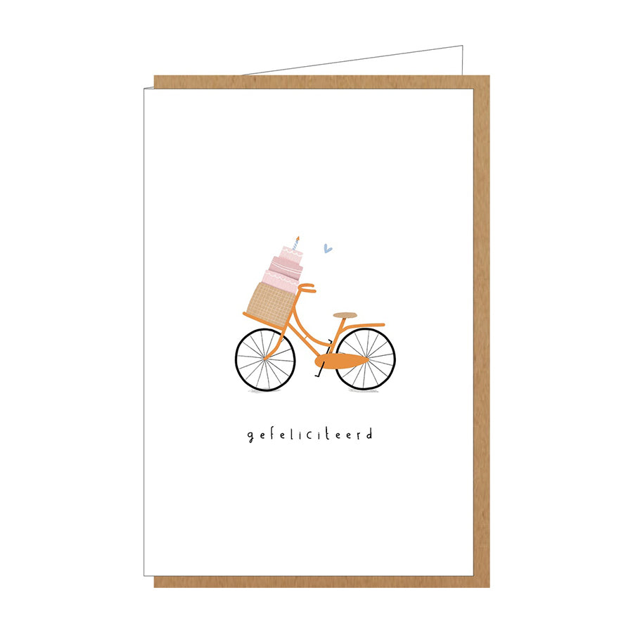 Wenskaart-Gefeliciteerd (fiets)