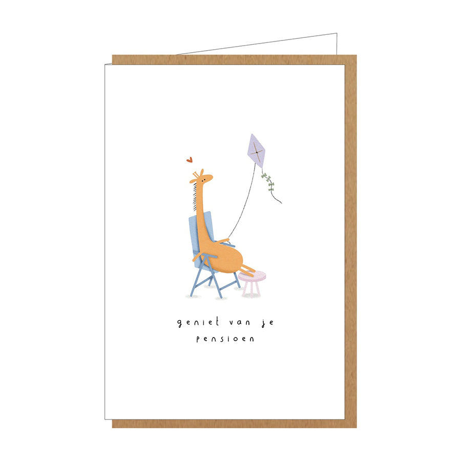 Wenskaart-Geniet van je pensioen (giraf)