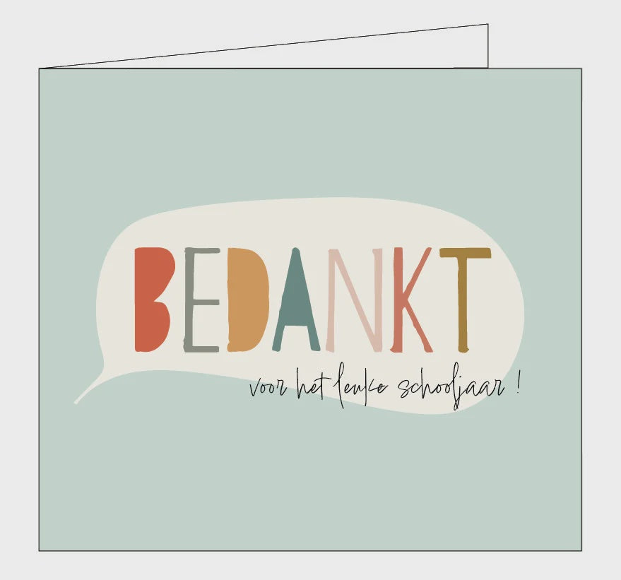 Wenskaart-Bedankt voor het leuke schooljaar