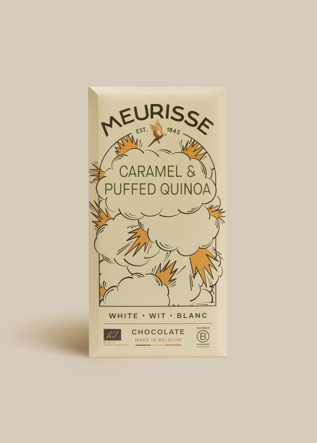 Meurisse White Chocolate with Puffed Quinoa and Caramel-100gr