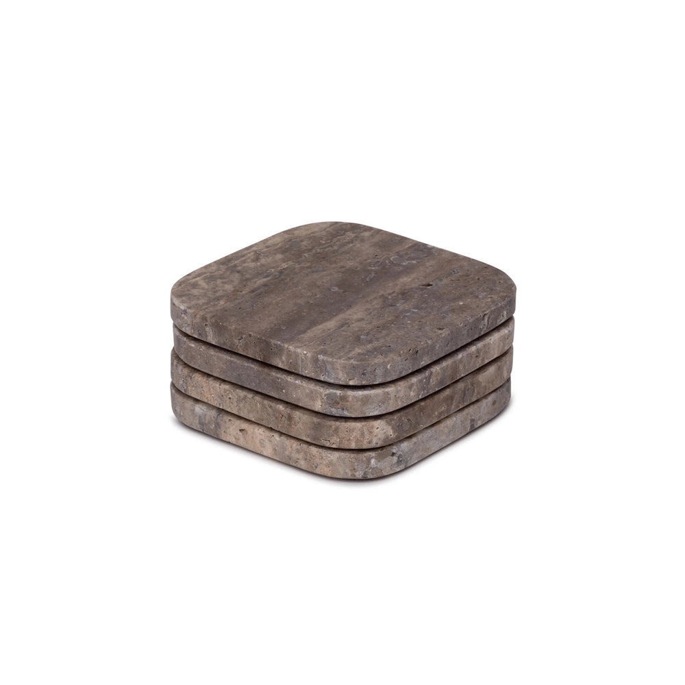 Travertin Onderzetters 4stuks 10x10cm-titanium