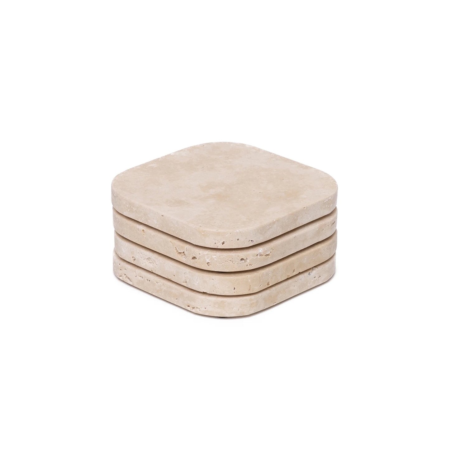 Travertin Onderzetters 4stuks 10x10cm-naturel