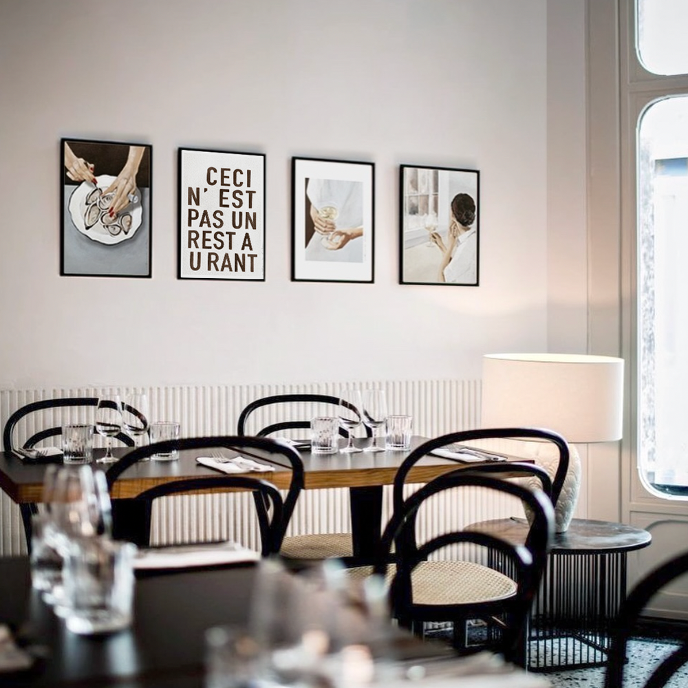 Art Print Poster 'Restaurant'-black