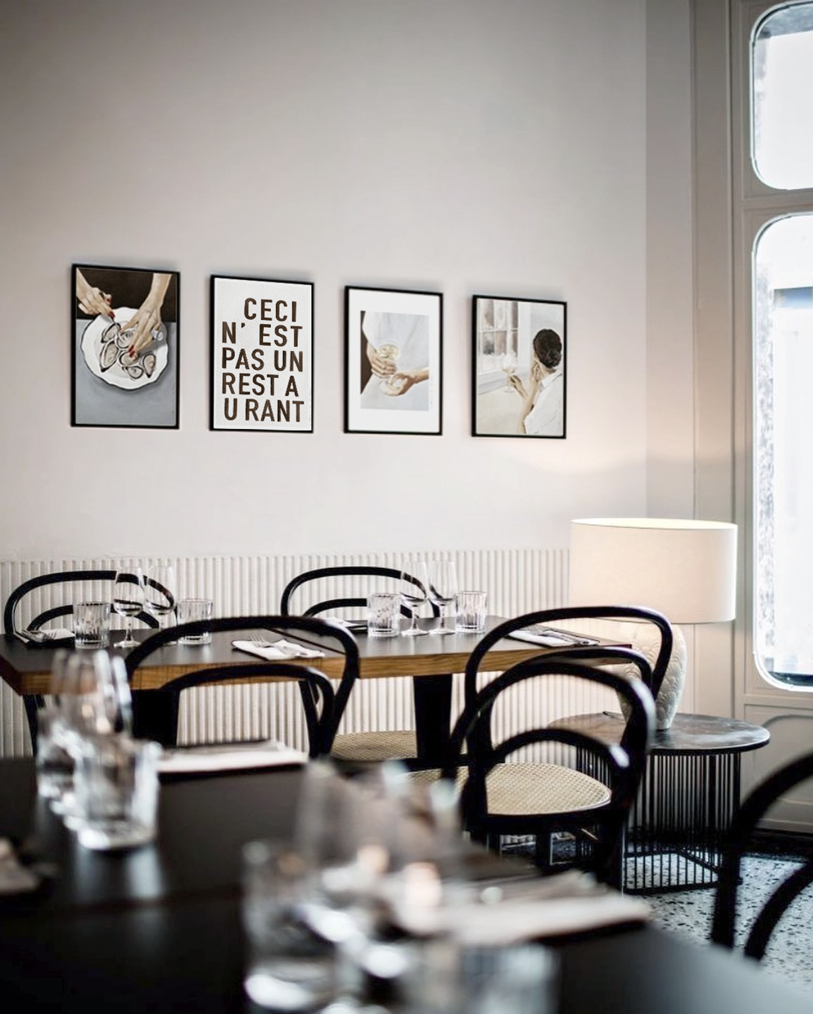 Art Print Poster 'Restaurant'-black