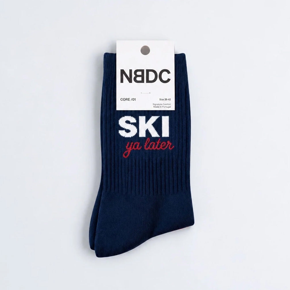 Sokken Retro SKI YA LATER-donkerblauw