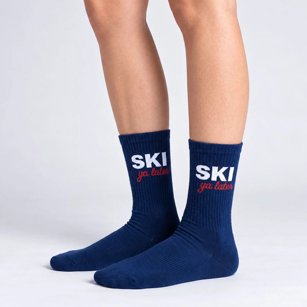 Sokken Retro SKI YA LATER-donkerblauw