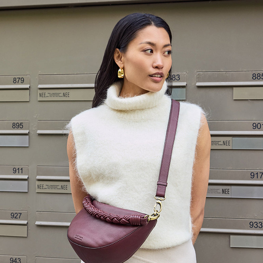 Leo Bum Bag Twisted Handle-Cherry (Soft Grain leather)
