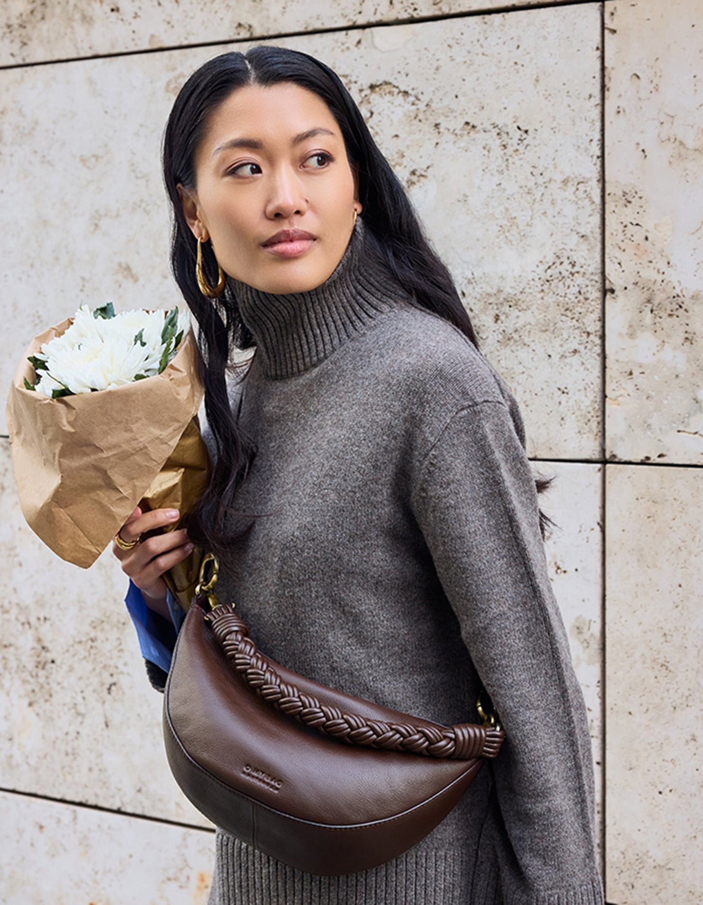 Leo Bum Bag Twisted Handle-Chocolate (Soft Grain leather)