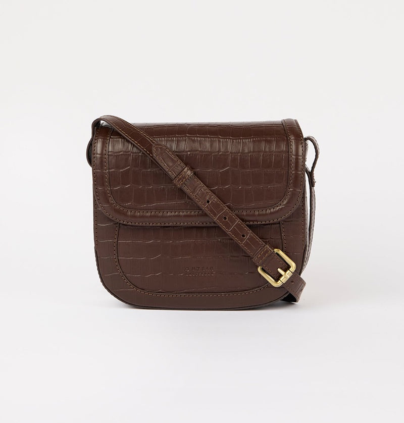 Handtas Nina Croco Print Leather-chocolate (classic leather)