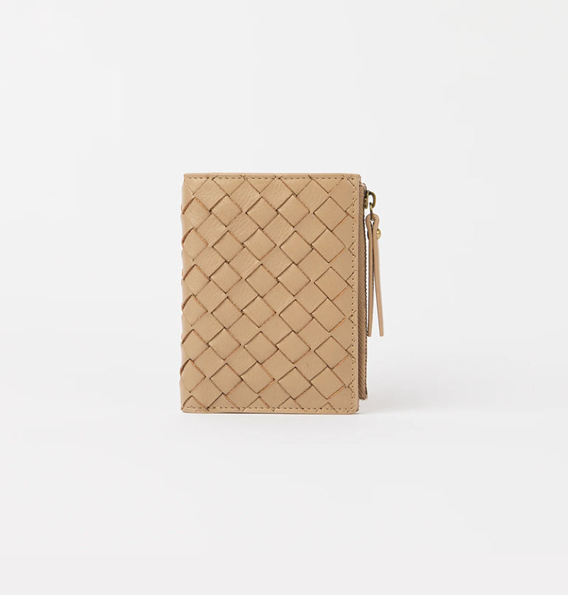 Jamie Wallet Woven-sand (Soft Grain leather)