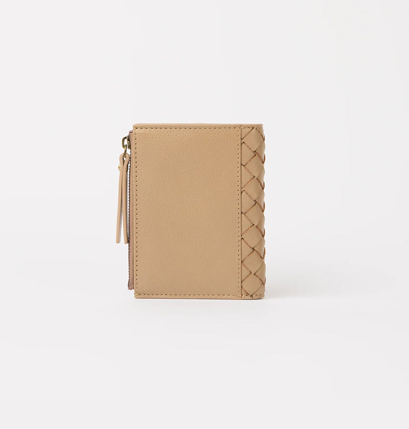 Jamie Wallet Woven-sand (Soft Grain leather)