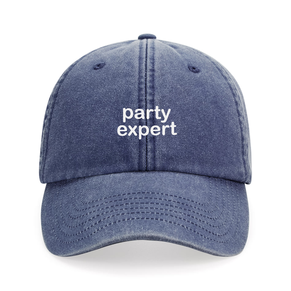 Vintage Cap 'party expert'-jeans blue/white