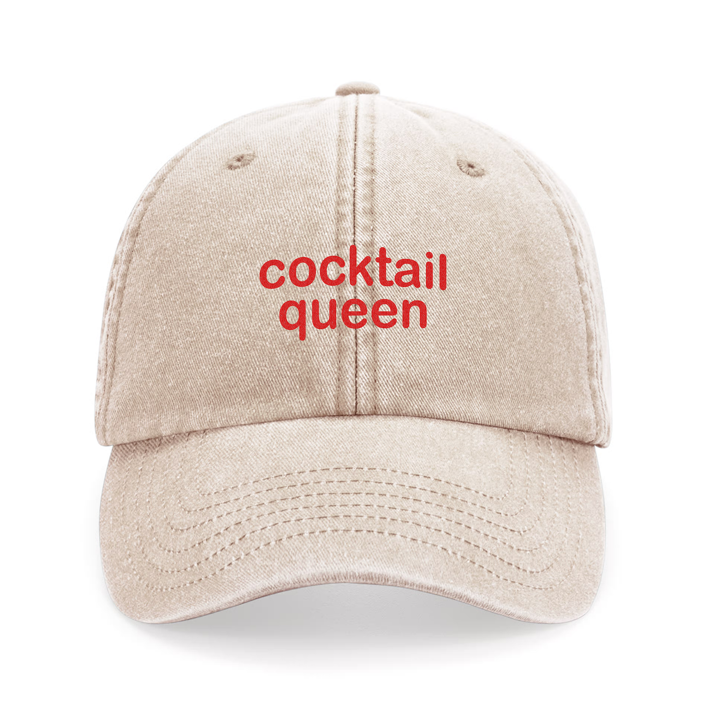 Vintage Cap 'cocktail queen'-rocky beige/red