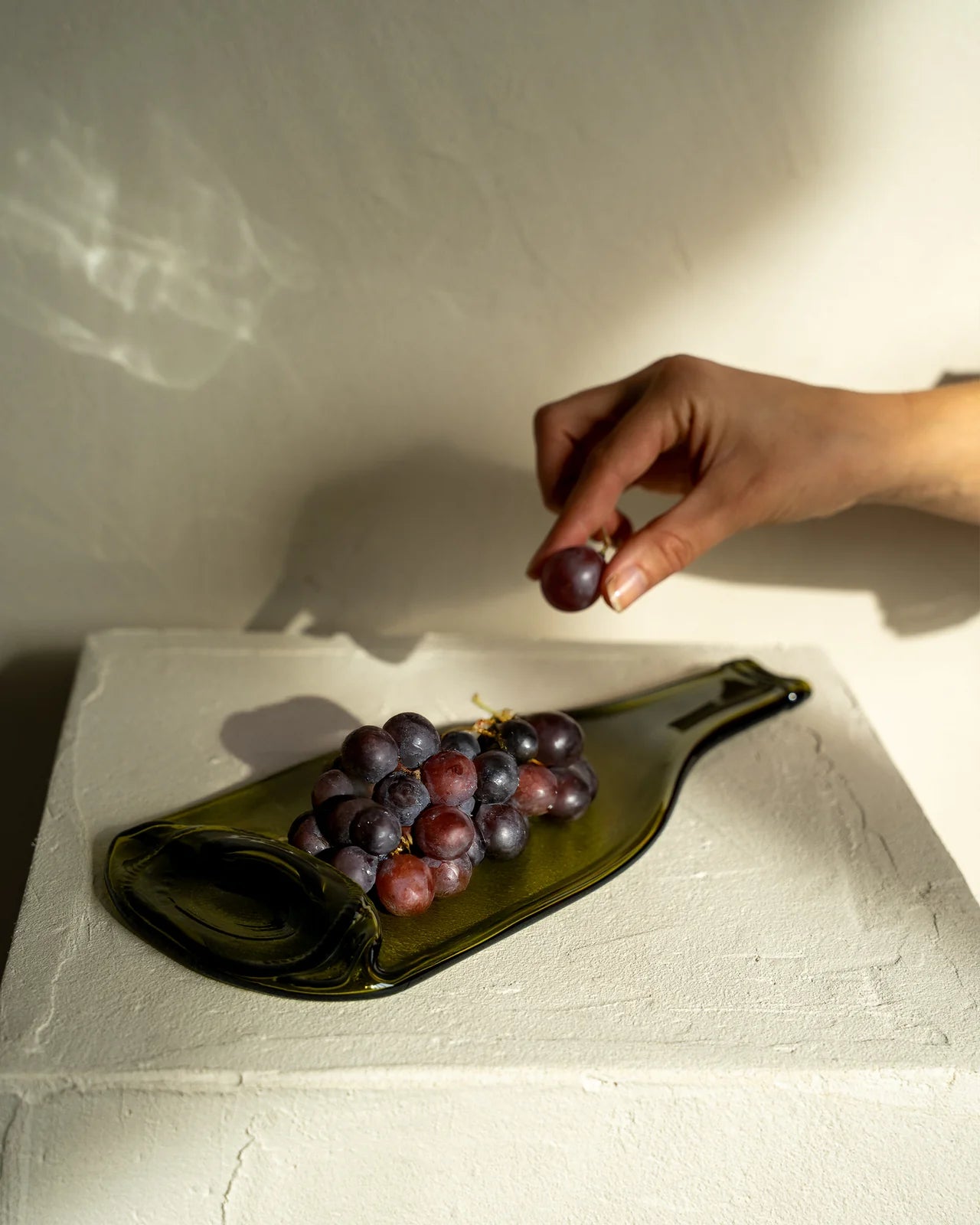 QDB Serveerplank / Planche apéritive Medium Feuille Morte (12,5x30cm)-groen glas