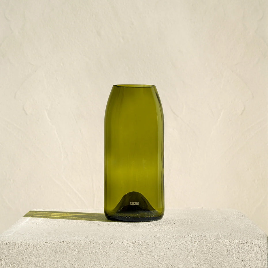 QDB Vaas Medium Feuille Morte (8x17,5cm)-groen glas