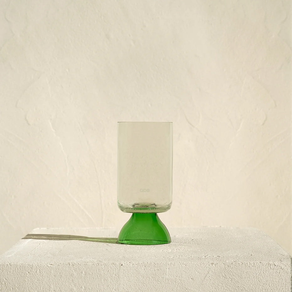 QDB Drinkglas Verre a Pied 25cl (2 stuks)-wit/groen glas