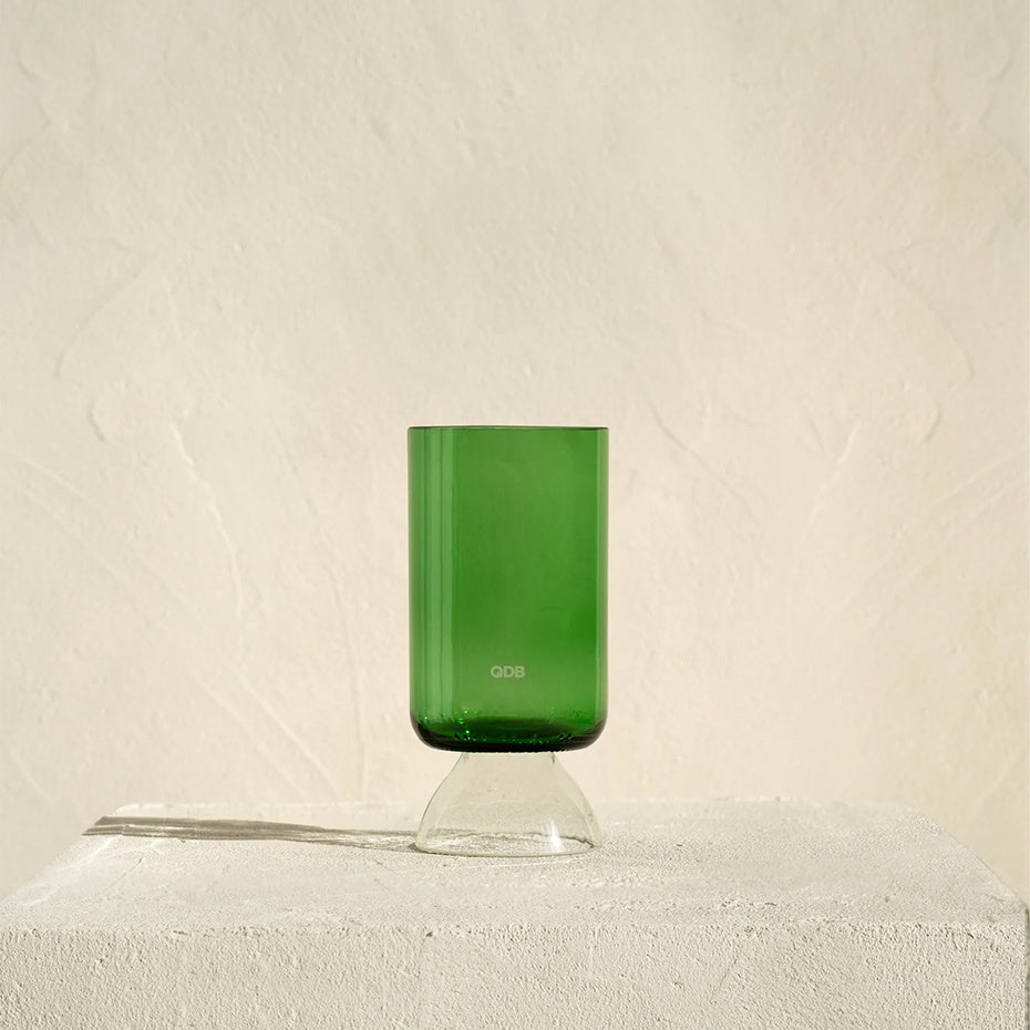 QDB Drinkglas Verre a Pied 25cl (2 stuks)-groen/wit glas