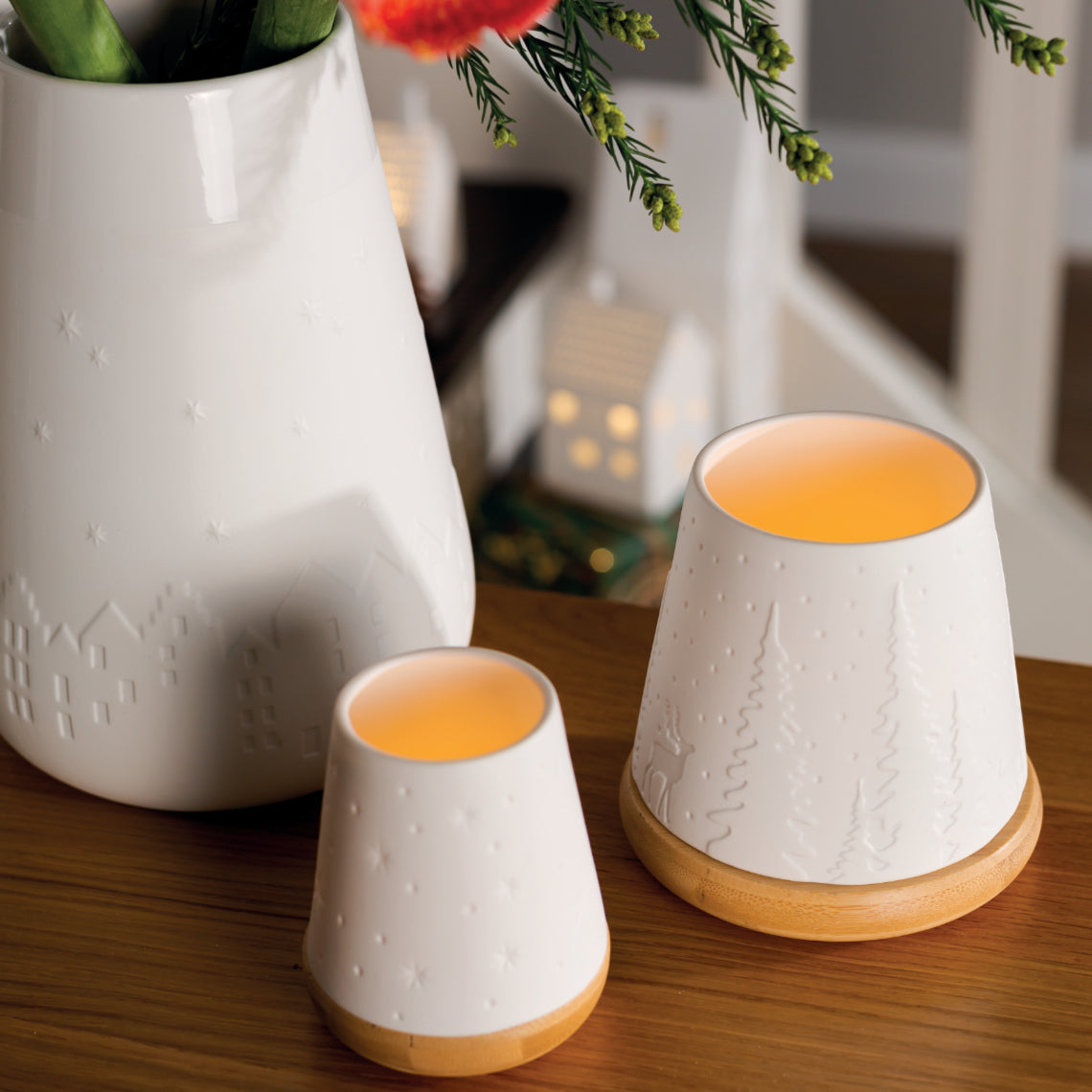 Windlicht Poëzie Forest (medium)-white