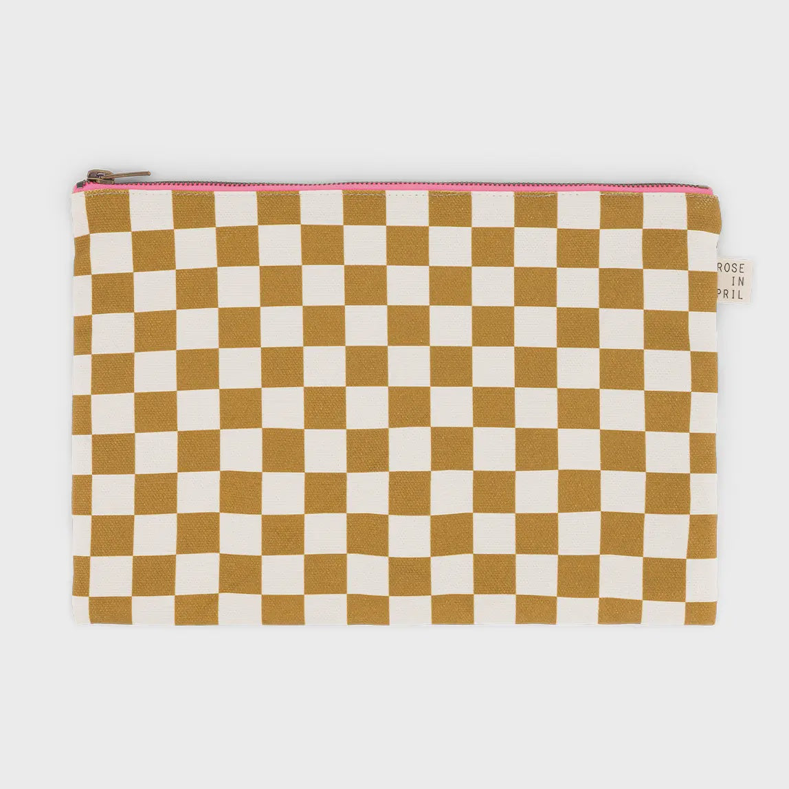 Pouch Flat Lili Checkerboard-caramel/ecru