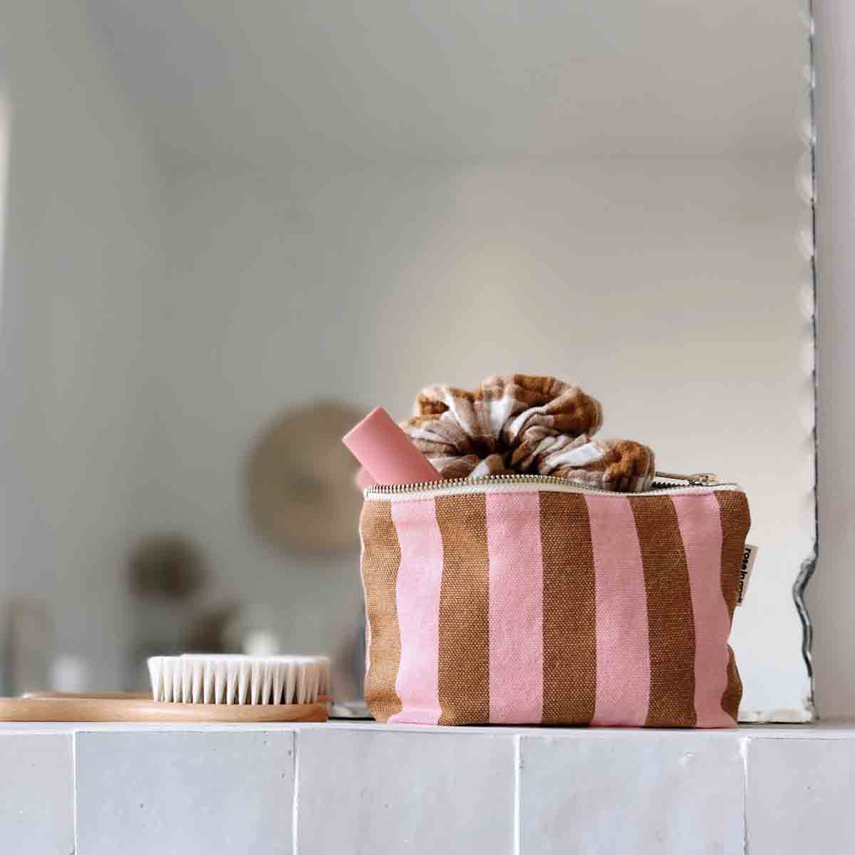 Pouch Sofia Stripes-strawberry/caramel