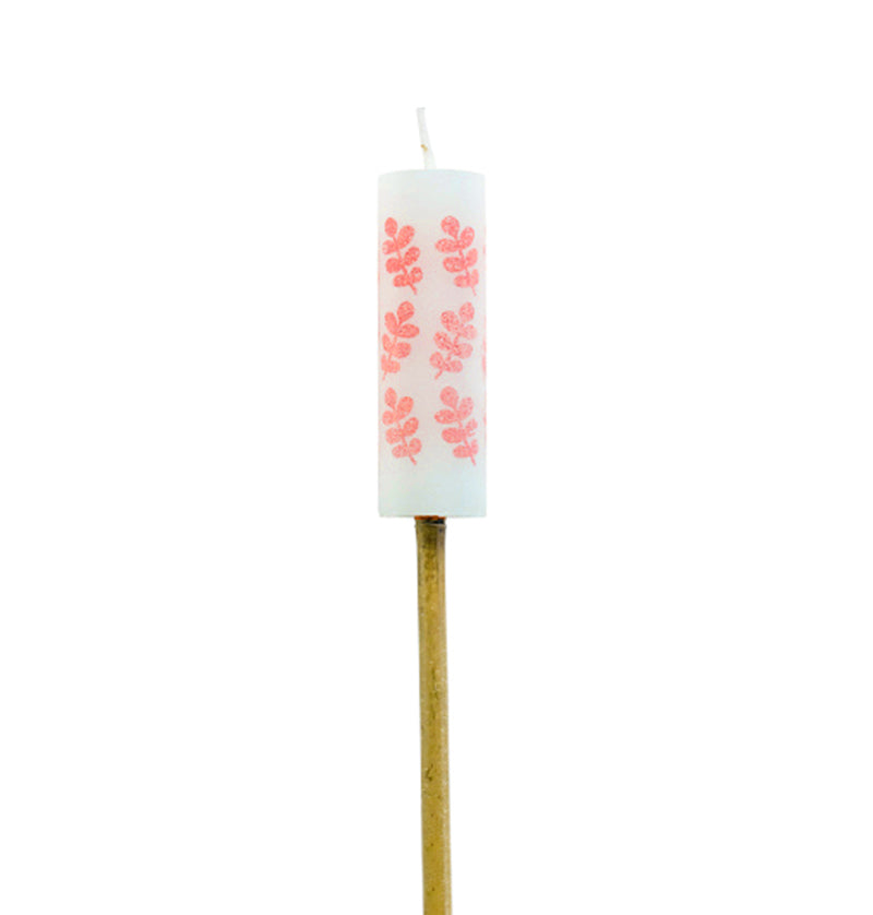 Fakkel Candle Kimmi Spring Leaves-white/roze