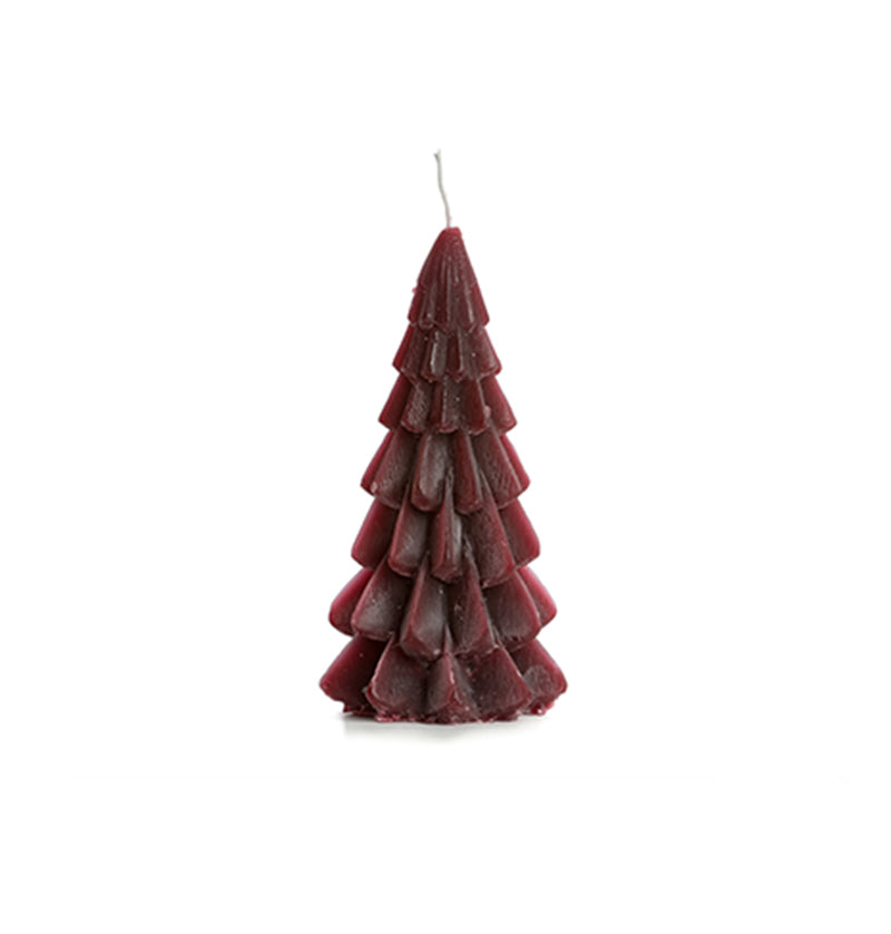 Xmas Tree Candle 6x12cm-aubergine