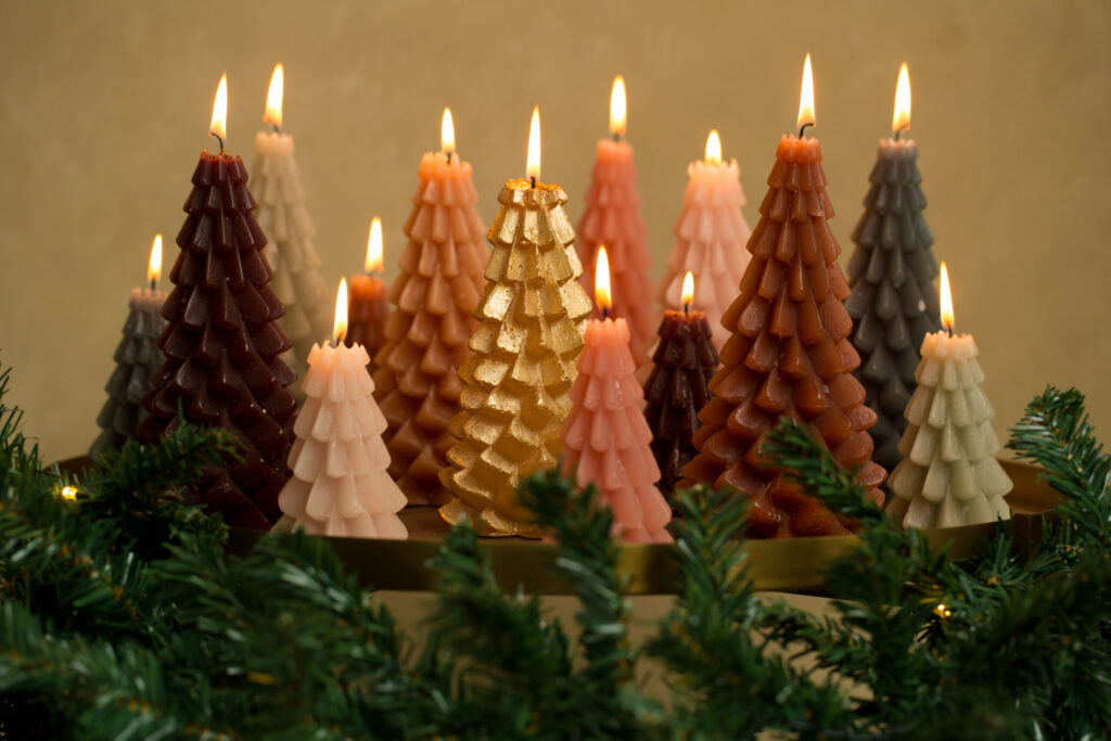 Xmas Tree Candle 6x12cm-raspberry