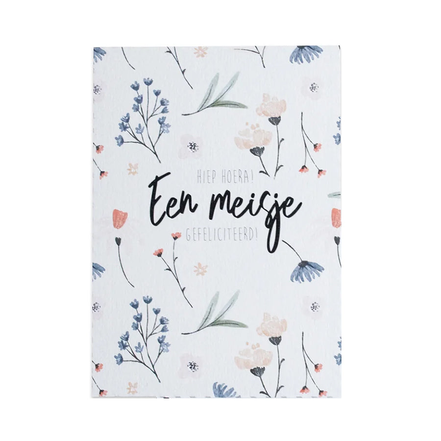 Wenskaart-Hiep hoera een meisje!