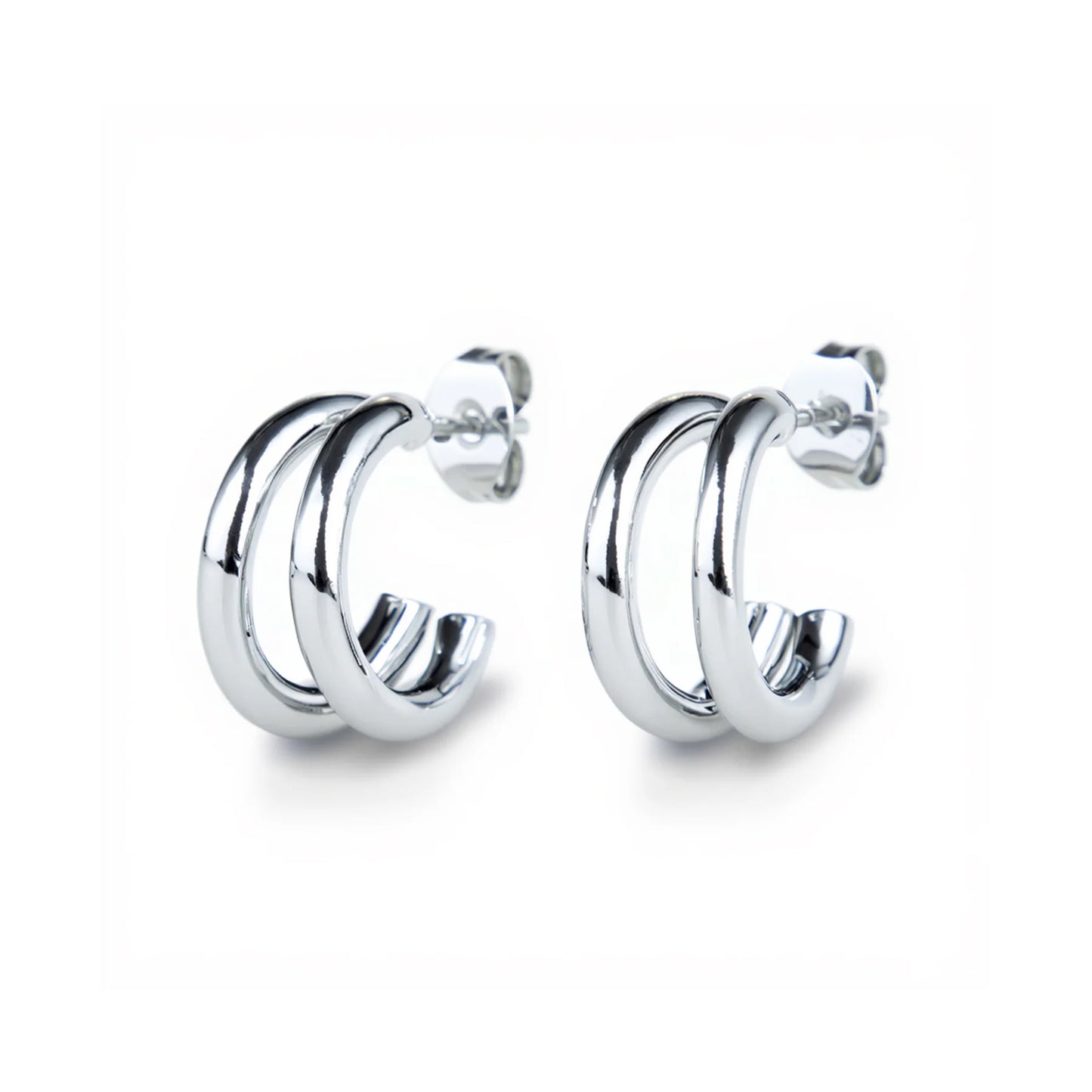 Oorbellen Heylin Double Hoop-silver