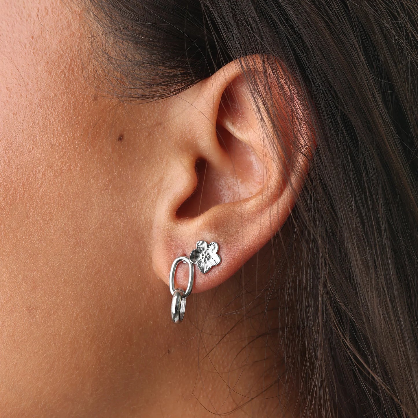 Oorbellen Studs Sadia Flower-silver