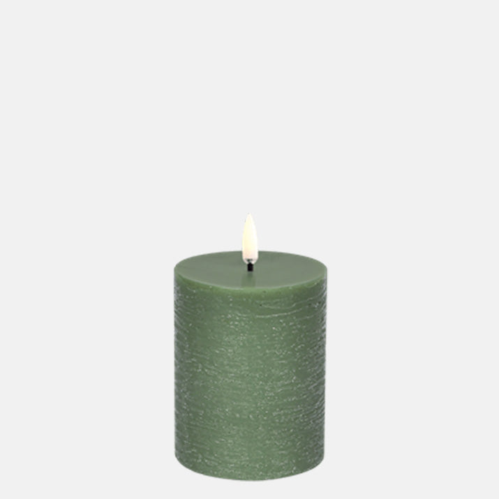 LED Stompkaars Pillar Rustic 7,8x10cm-olive green