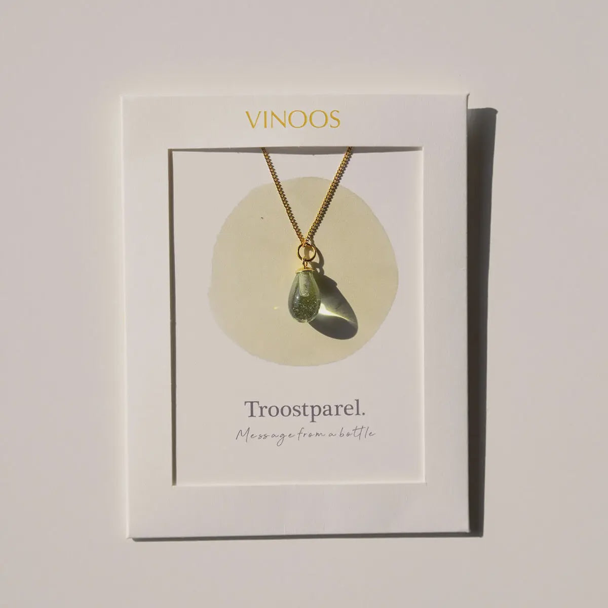Ketting Upcycled Glass 'Troostparel'-gold/brown