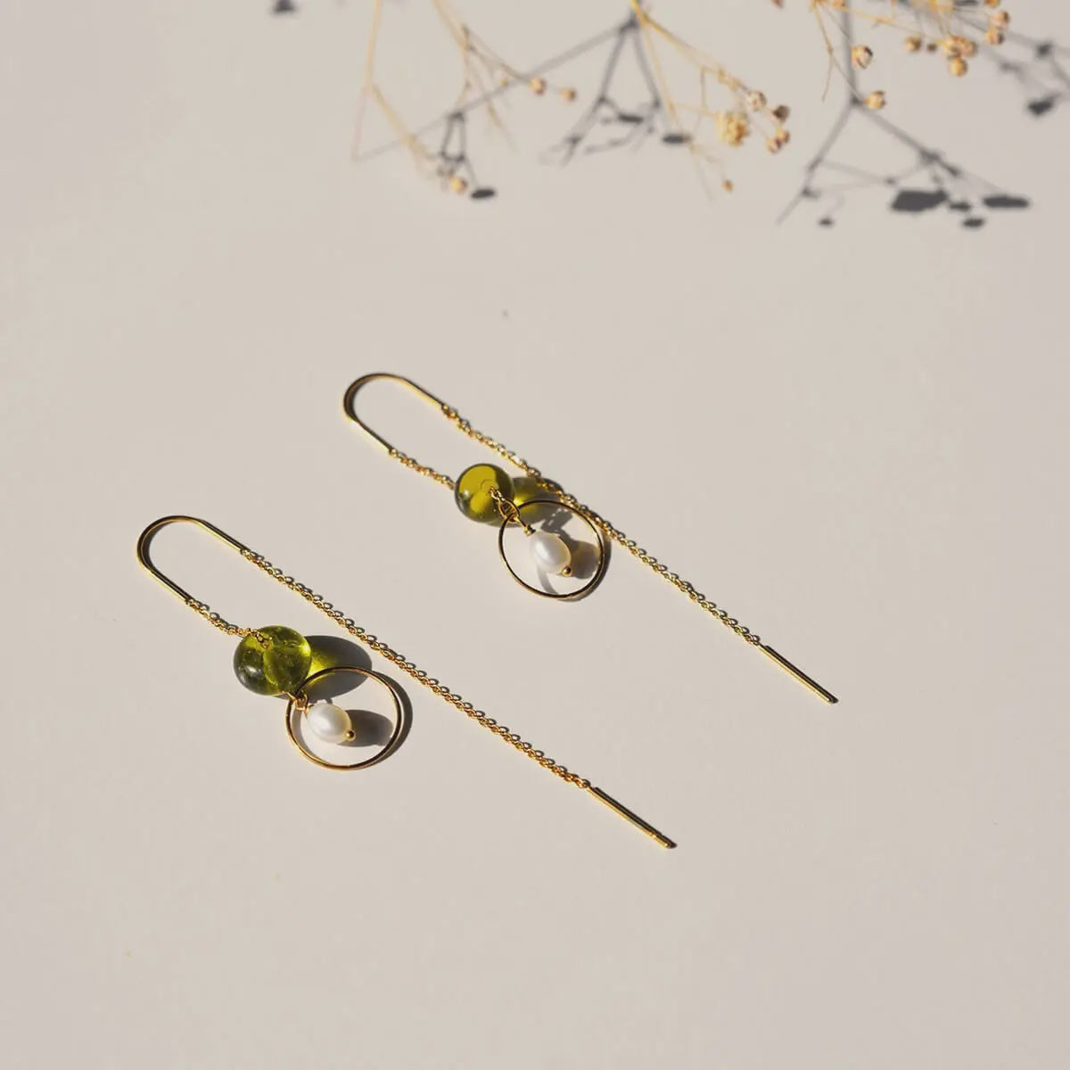 Oorbellen Upcycled Glass 'Voor Altijd-gold/green