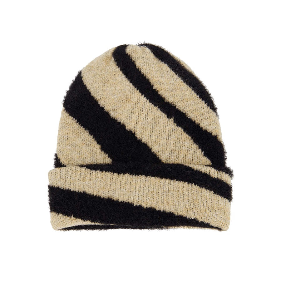 Muts Gebreid Zebra dubbel-zwart/kit