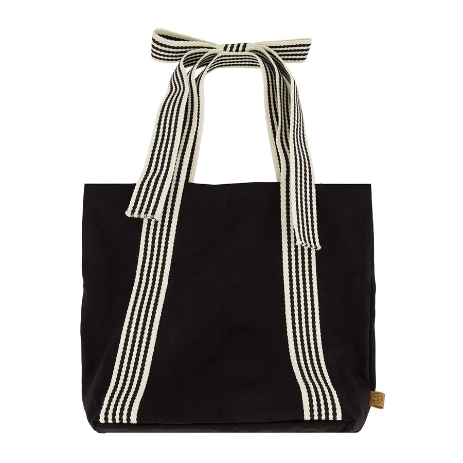 Shopper met strik-zwart