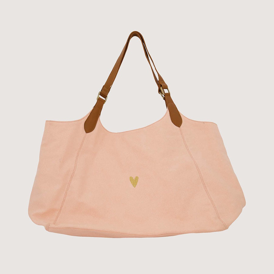 Tote Bag Love met leren details-crispy pink